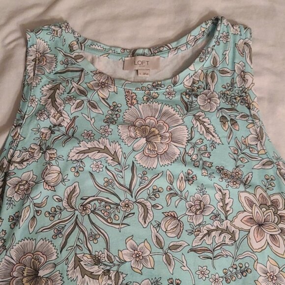 LOFT Blue Floral Shift dress - Picture 2 of 5